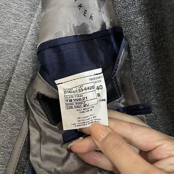 NWOT TED BAKER Gray knit Blazer casual jacket double button size 40R - Picture 5 of 7